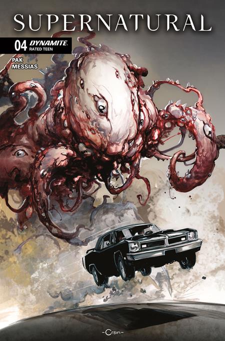 Comic book cover featuring a large octopus-like creature and a car, with 'Supernatural' branding.