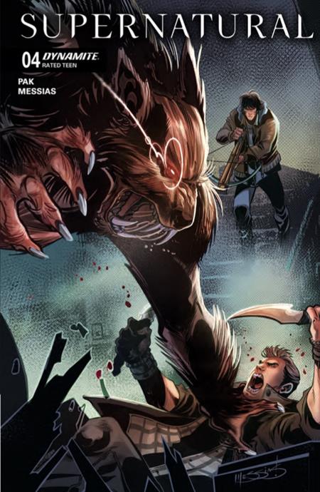 Comic book cover featuring a werewolf creature and characters with 'Supernatural' branding.