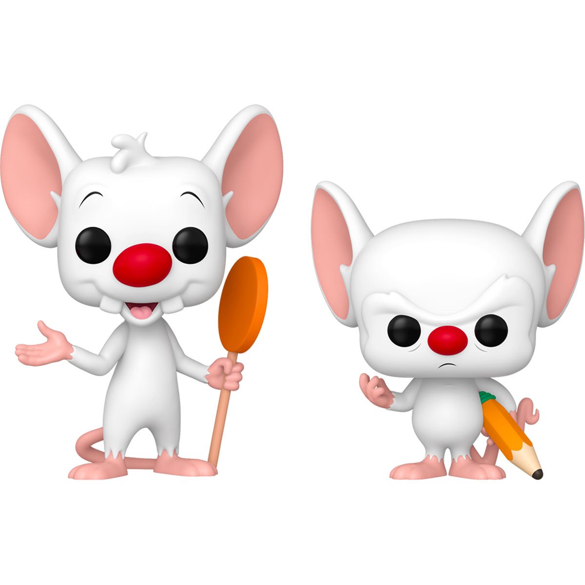 Two vinyl figures depicting Pinky and The Brain from Animaniacs.