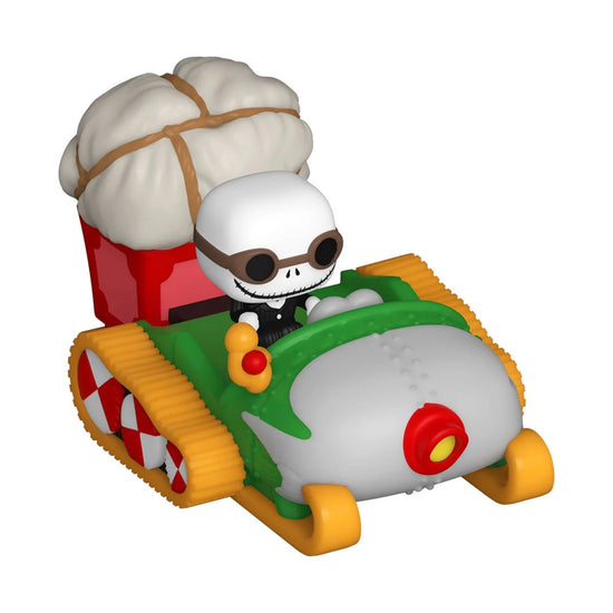 Toy figure of a character in a vehicle with a white background