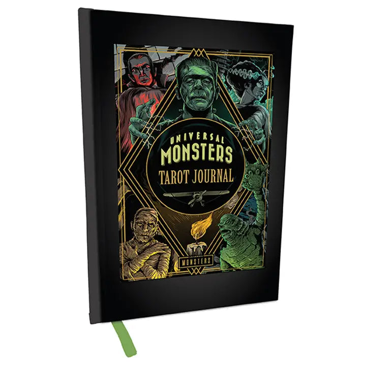 Universal Monsters Tarot Journal with character illustrations on a white background