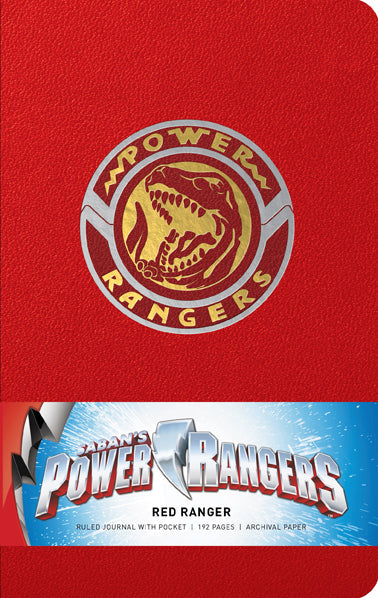 Red notebook with Power Rangers logo and Red Ranger design