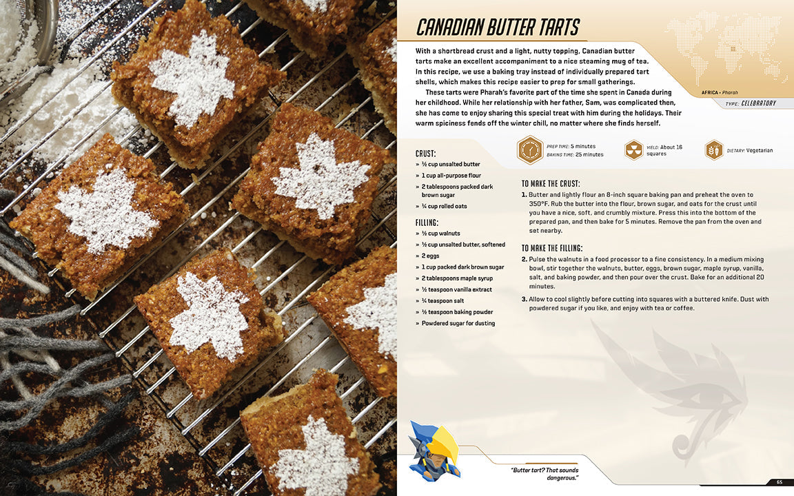 Canadian Butter Tarts on a cooling rack with a recipe card on the right side.