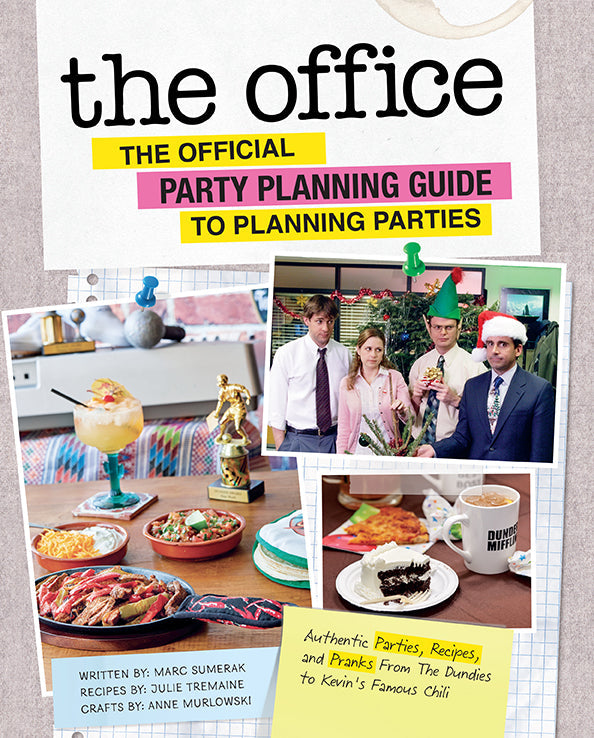 Book cover of 'The Office: The Official Party Planning Guide to Planning Parties' with images of characters and party food.