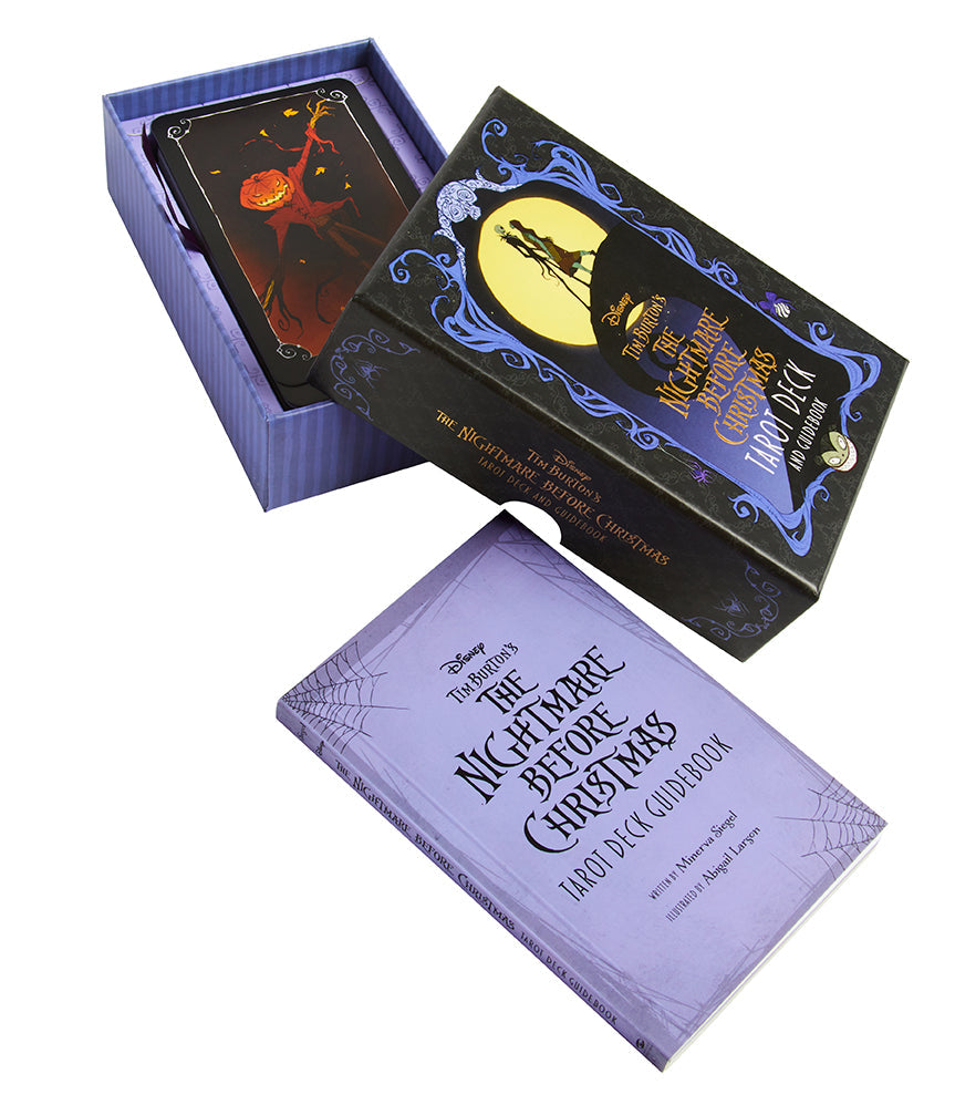 Tarot deck with 'The Nightmare Before Christmas' theme, including cards and a guidebook.