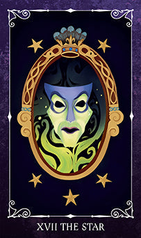 Cartoonish face with green and blue colors inside an ornate frame on a dark background with stars.