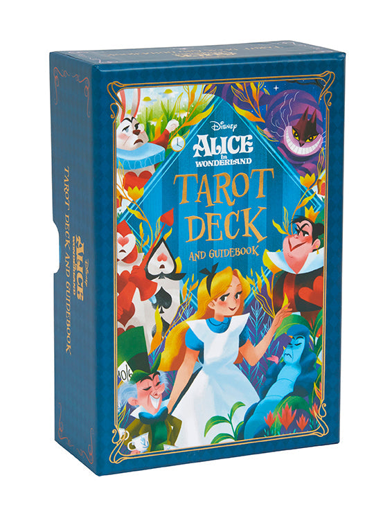 Alice in Wonderland Tarot Deck packaging with colorful illustrations on a white background