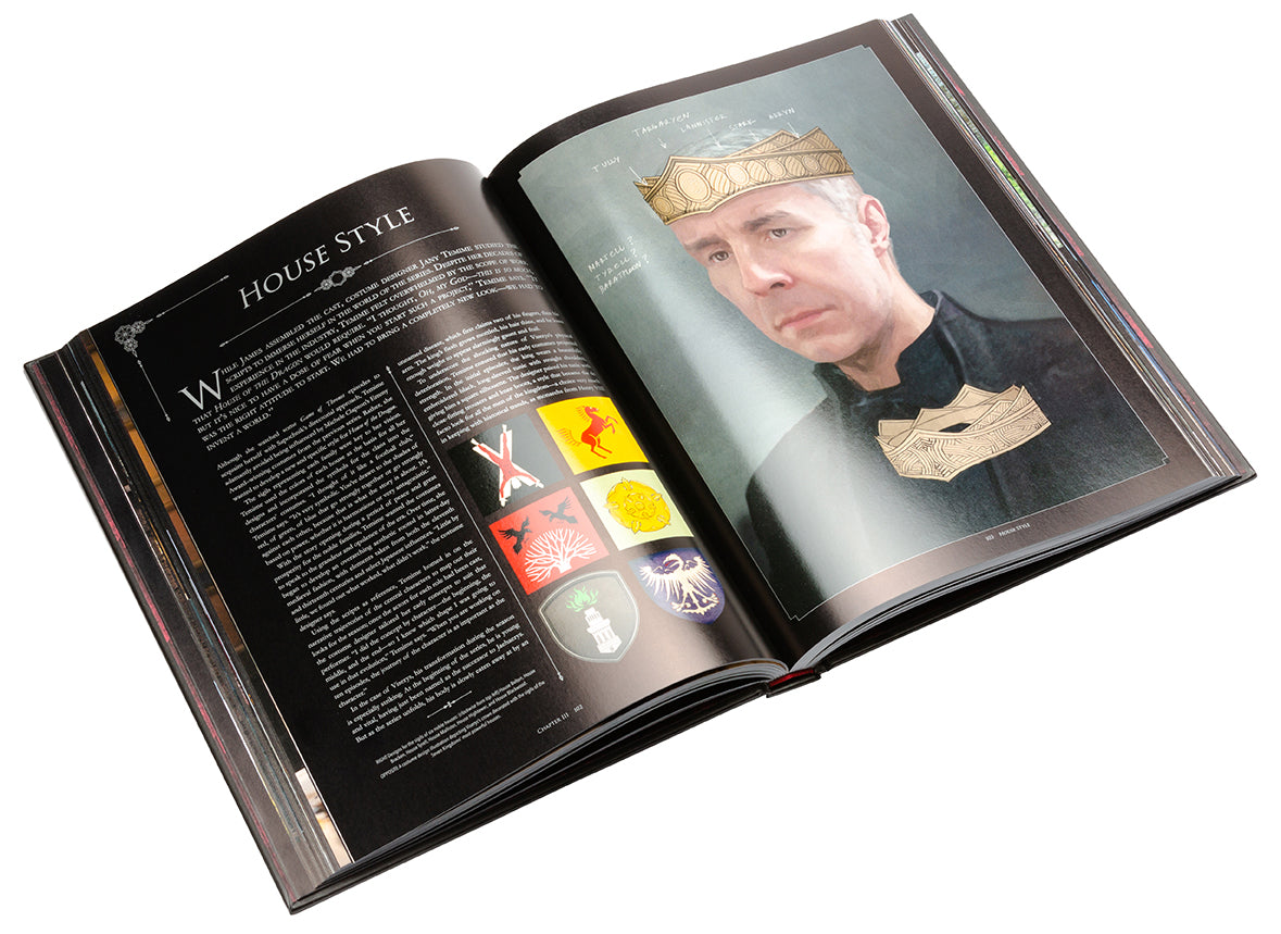 Open book showing a page with a man's portrait and House Style section.
