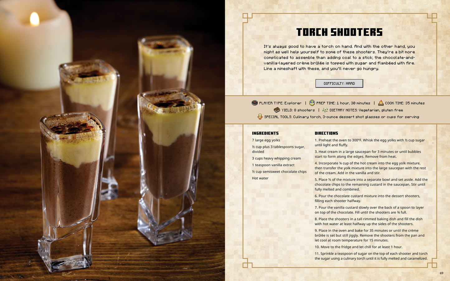 Torch Shooters with a recipe card on the right side