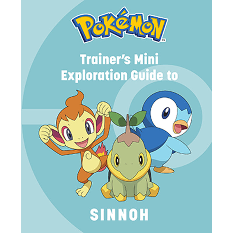 Pokémon Trainer's Mini Exploration Guide to Sinnoh with three characters on a blue background