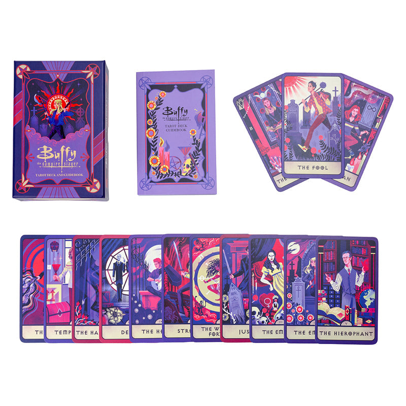 Buffy the Vampire Slayer tarot cards with packaging on a white background