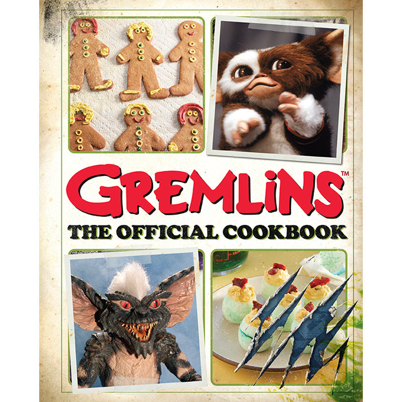Gremlins cookbook cover with images of characters and food.