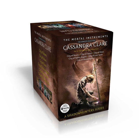 Load image into Gallery viewer, The brown outer slipcase for the Mortal Instruments complete boxed set.
