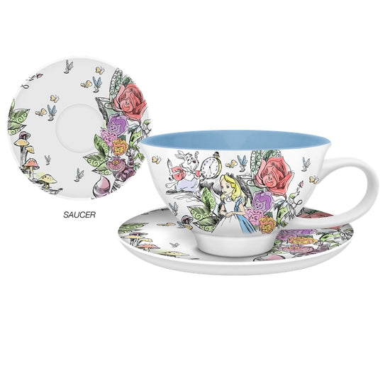 Load image into Gallery viewer, Alice in Wonderland: The Official Cookbook and Ceramic Teacup &amp;amp; Saucer Set
