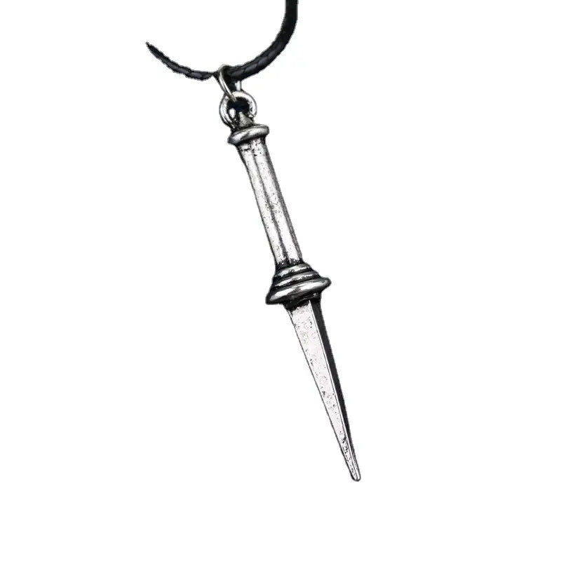 A necklace depicting the Angel Blade from Supernatural