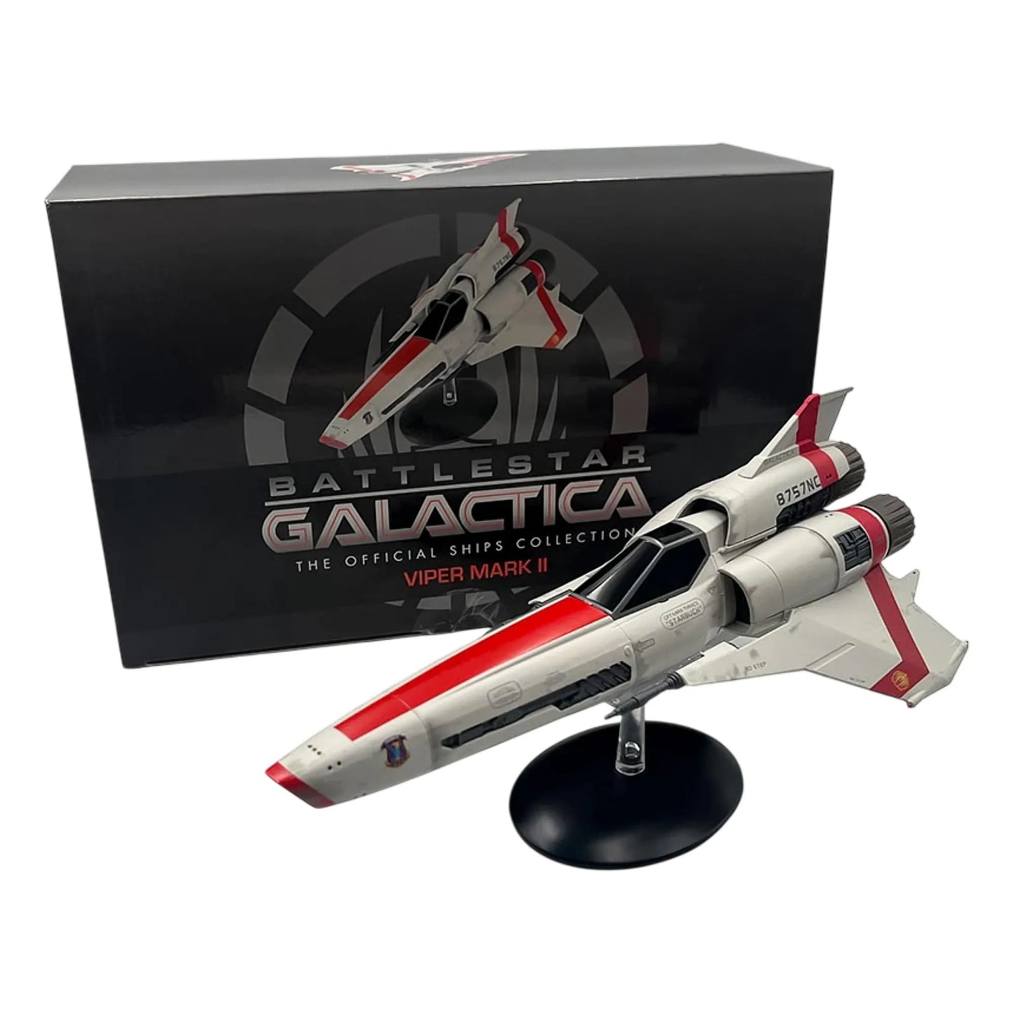 A scale replica of Starbuck's Viper MKII from the reimagined Battlestar Galactica series