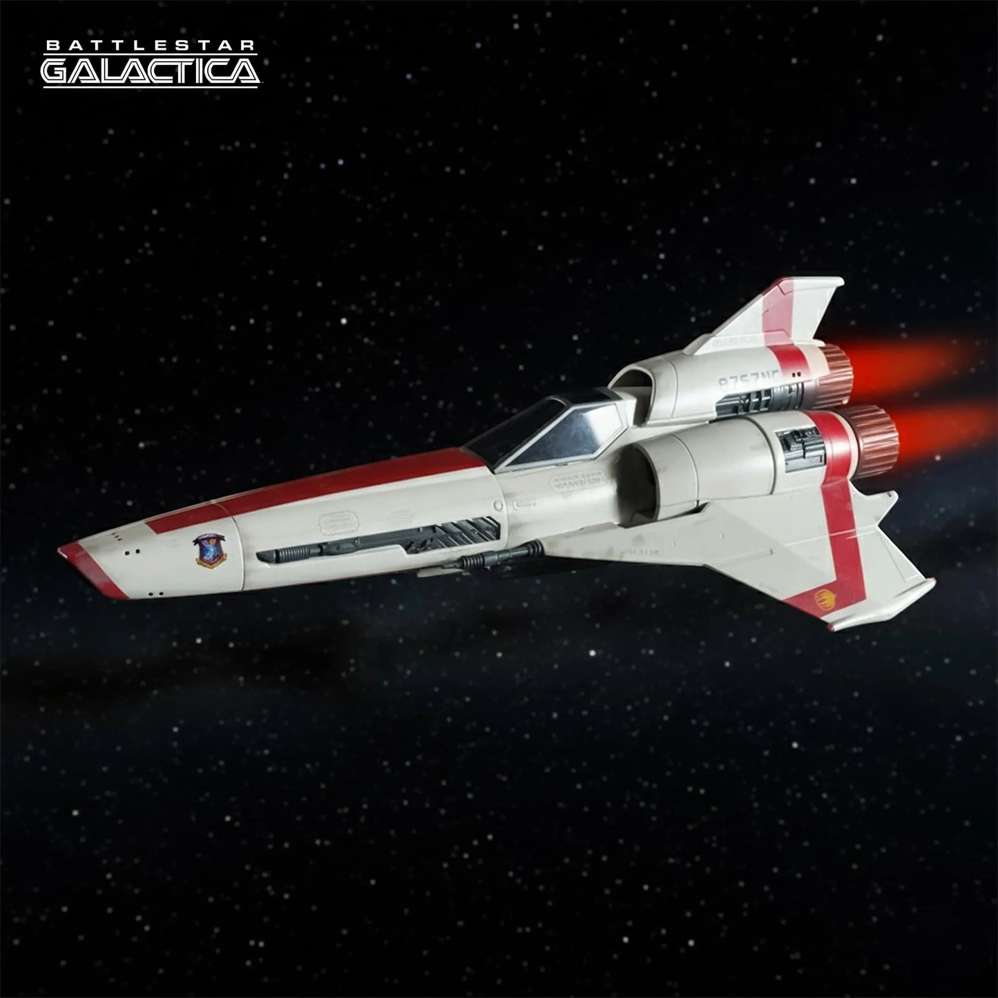A scale replica of Starbuck's Viper MKII from the reimagined Battlestar Galactica series