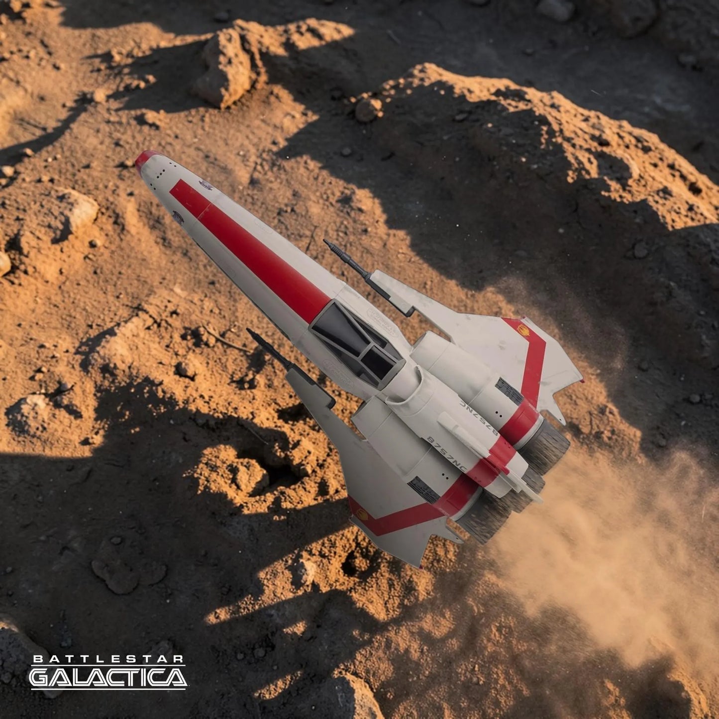 A scale replica of Starbuck's Viper MKII from the reimagined Battlestar Galactica series