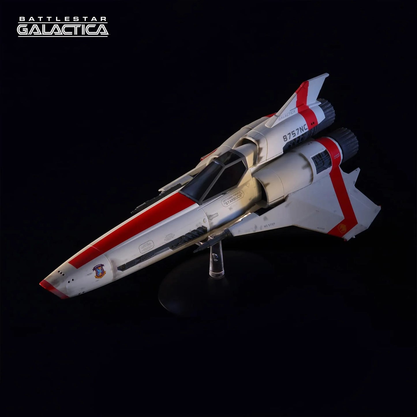 A scale replica of Starbuck's Viper MKII from the reimagined Battlestar Galactica series