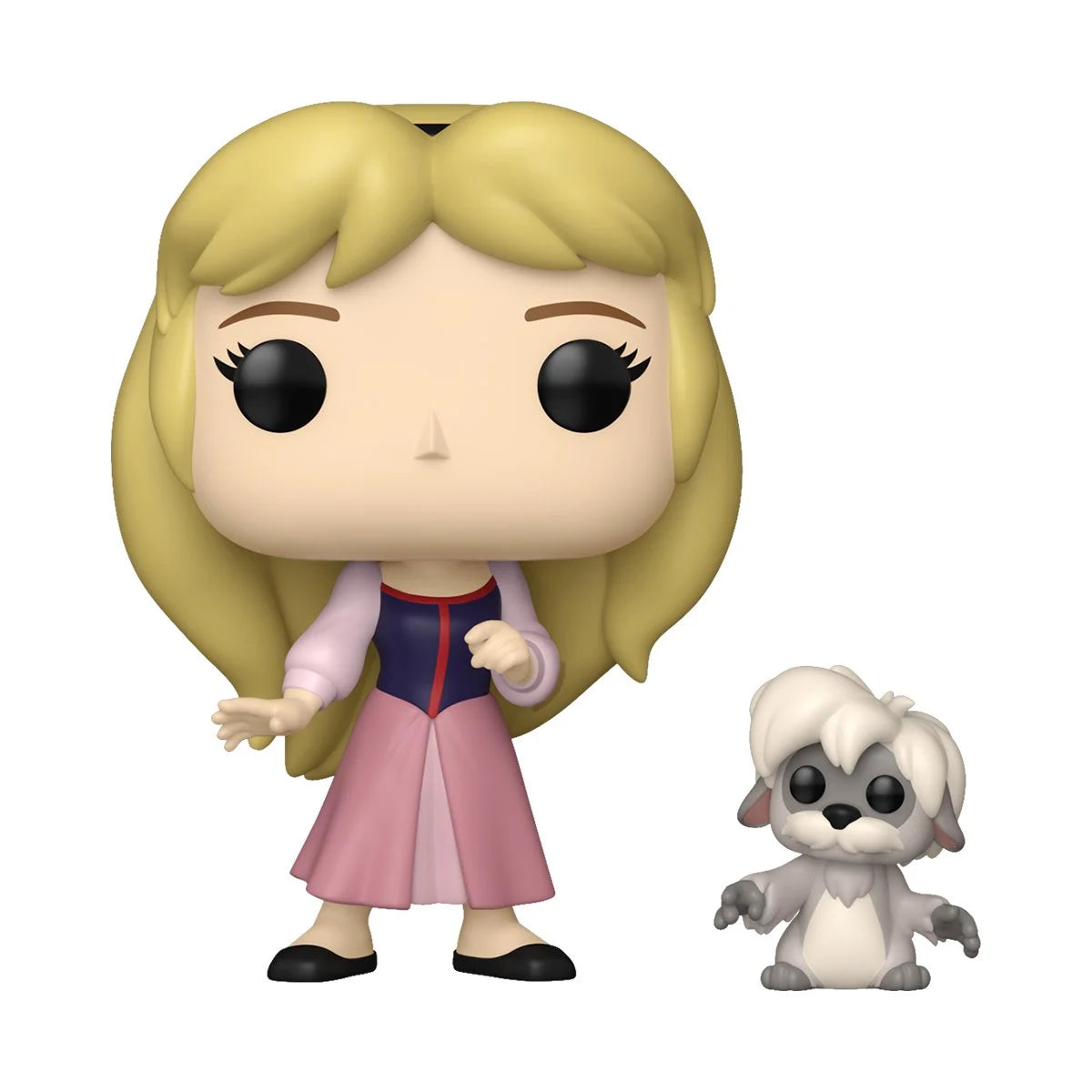 A bobblehead figure depicting the character Eilonwy from The Black Cauldron. Next to her is the tiny character Gurgi.