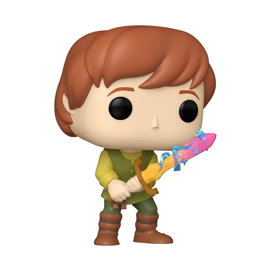 A bobblehead figure depicting the character Taran from The Black Cauldron. He is holding his magic sword in his hands.