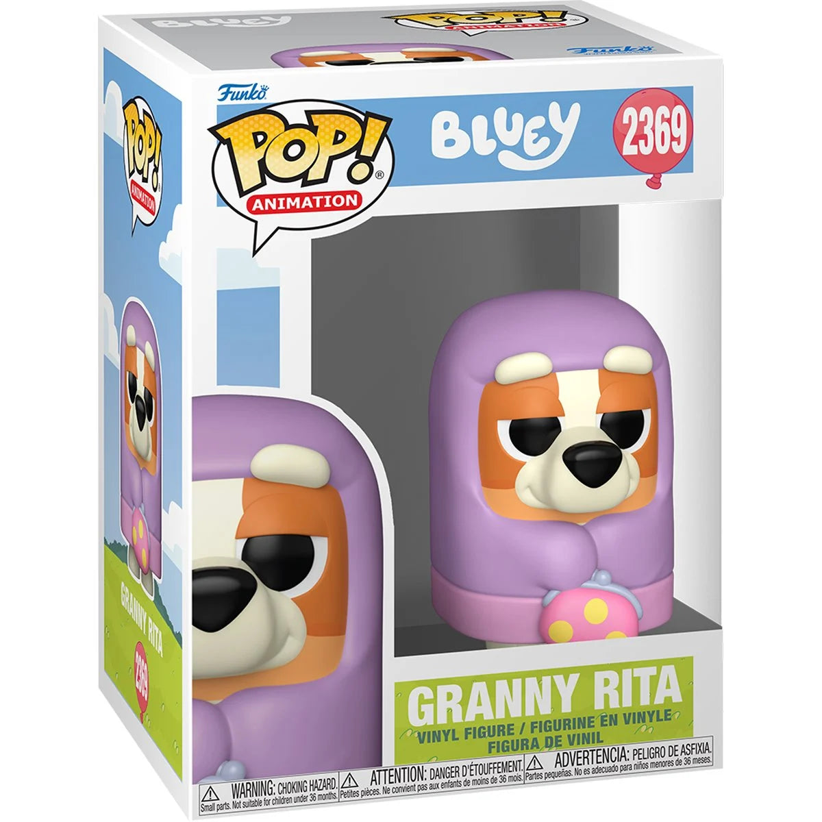 Funko Pop! vinyl figure in cardboard package, depicting Granny Rita from Bluey