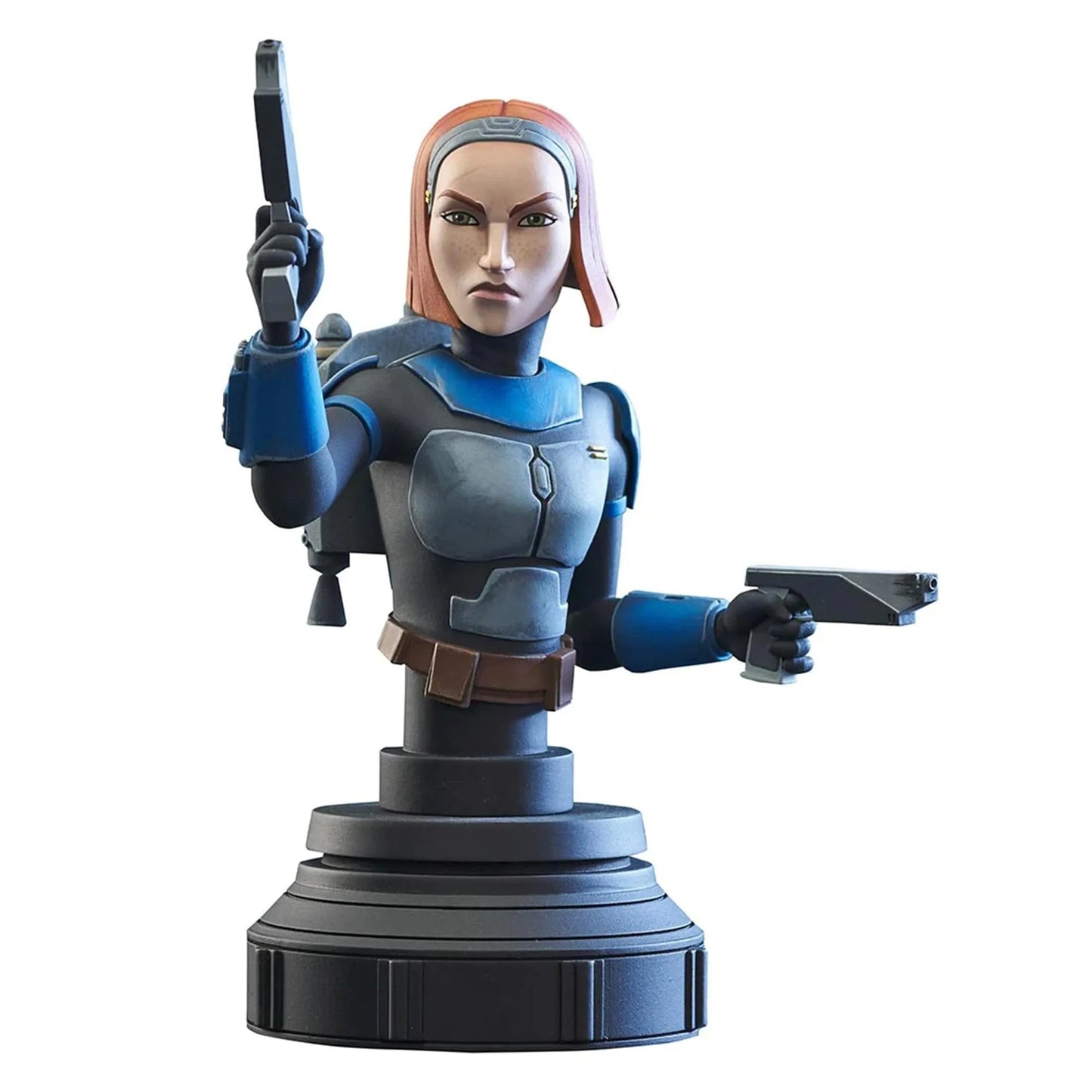 A resin bust depicting Bo-Katan from Star Wars The Clone Wars