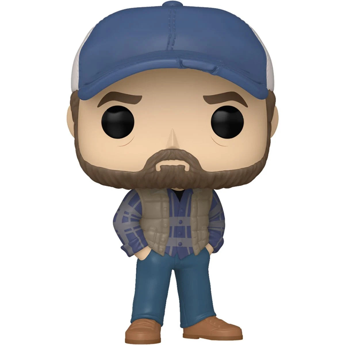 A bobblehead figure depicting the character Bobby Singer, wearing a vest and cap.