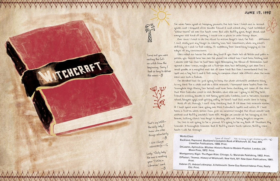 A two-spread from the book featuring a journal entry.