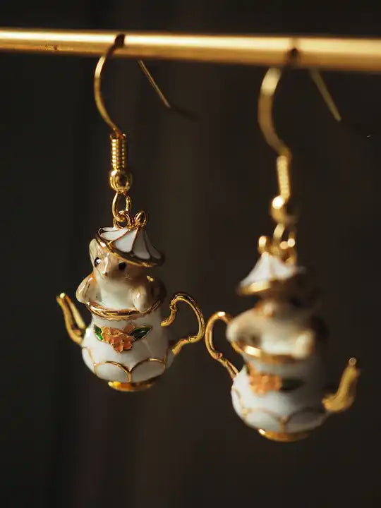 Load image into Gallery viewer, NEW! Squirrel In A Teapot Earrings
