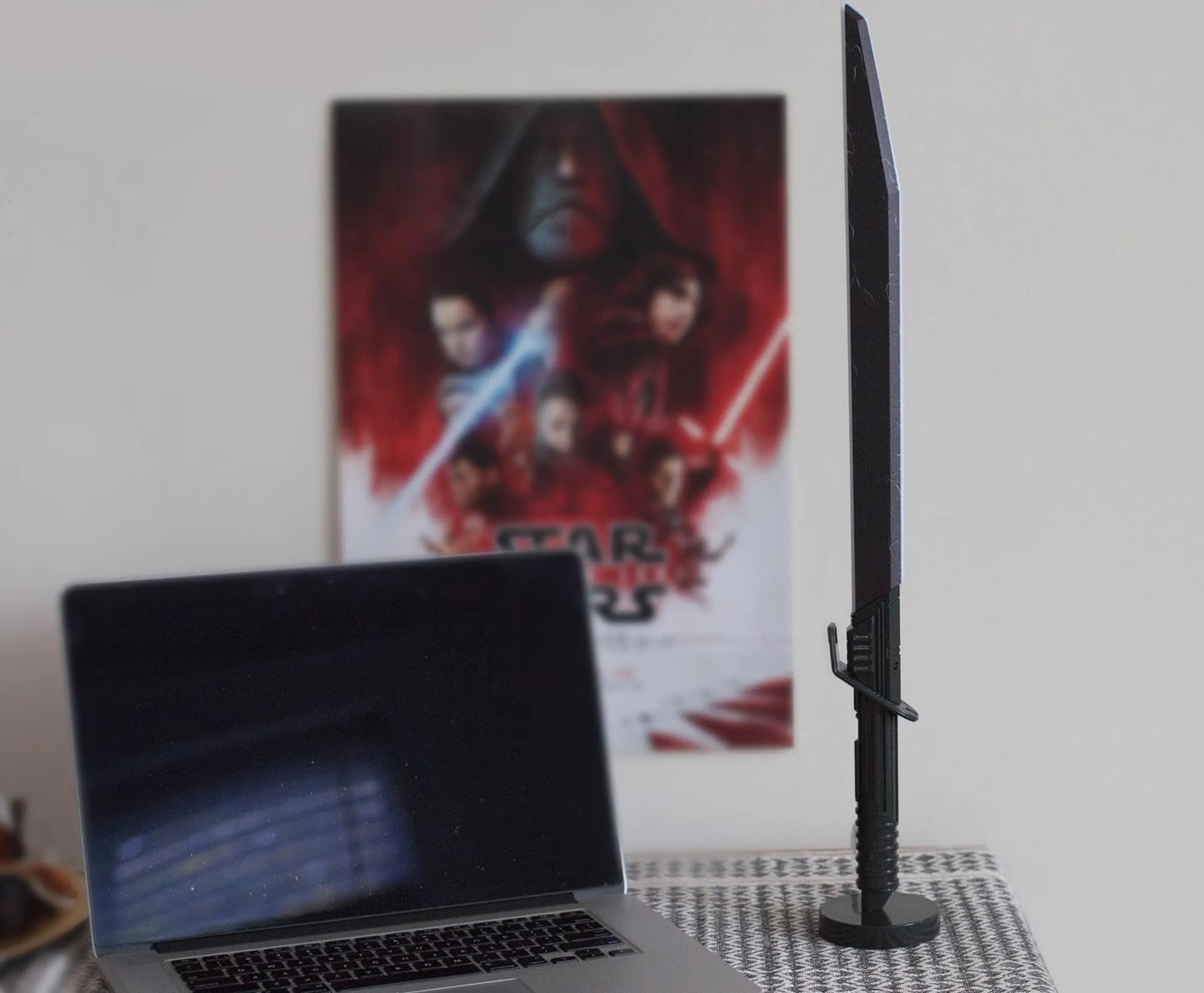 An LED Lamp depicting the Darksaber from "The Mandalorian" series.