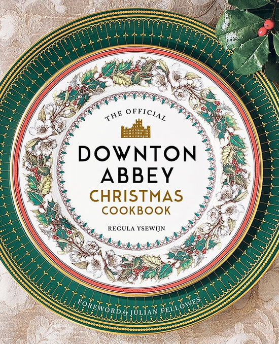 A hardcover Christmas recipe book themed around "Downton Abbey."