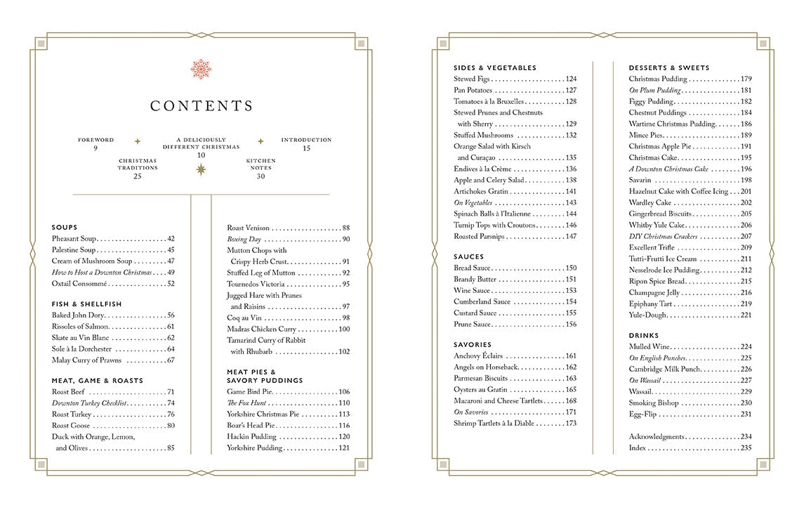 A two-page spread from the book featuring the table of contents.