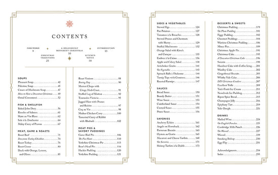 A two-page spread from the book featuring the table of contents.