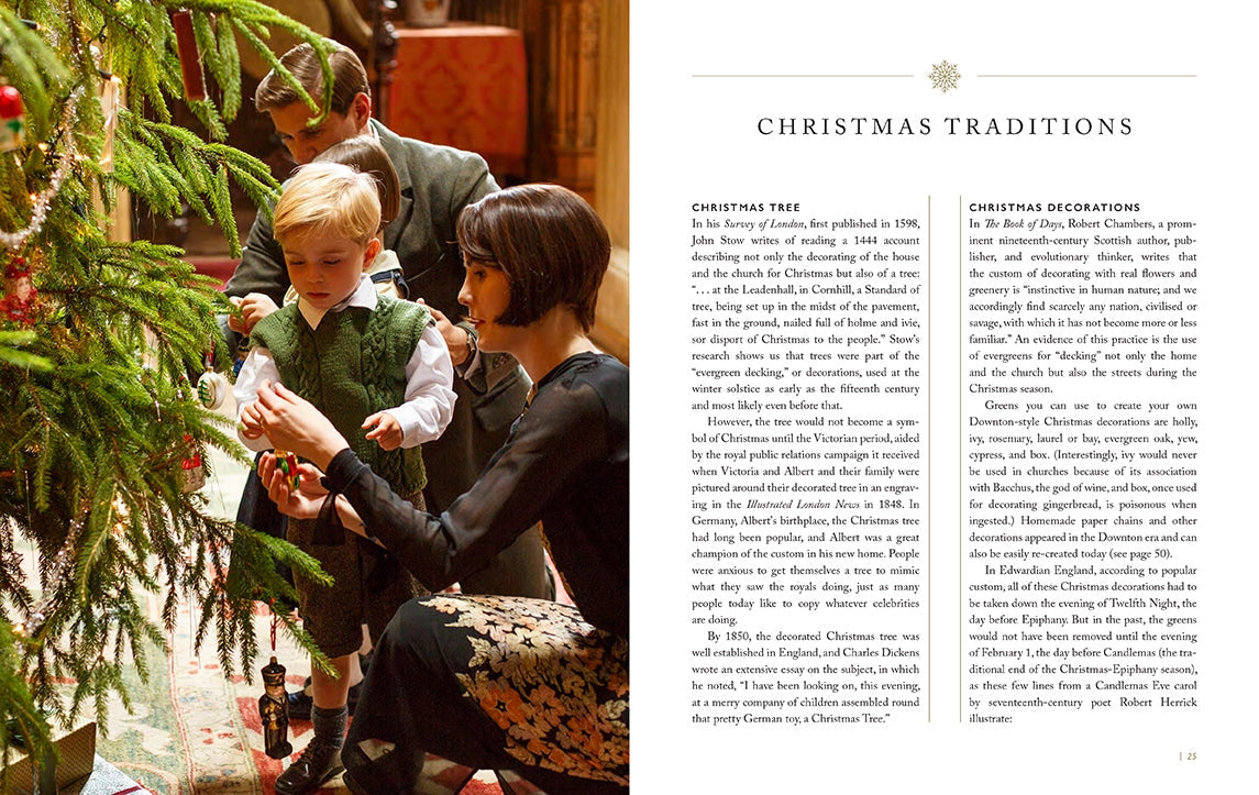A two-page spread from the book featuring Christmas traditions.