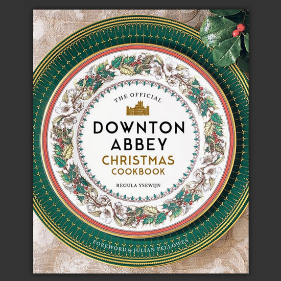 A hardcover Christmas recipe book themed around "Downton Abbey."