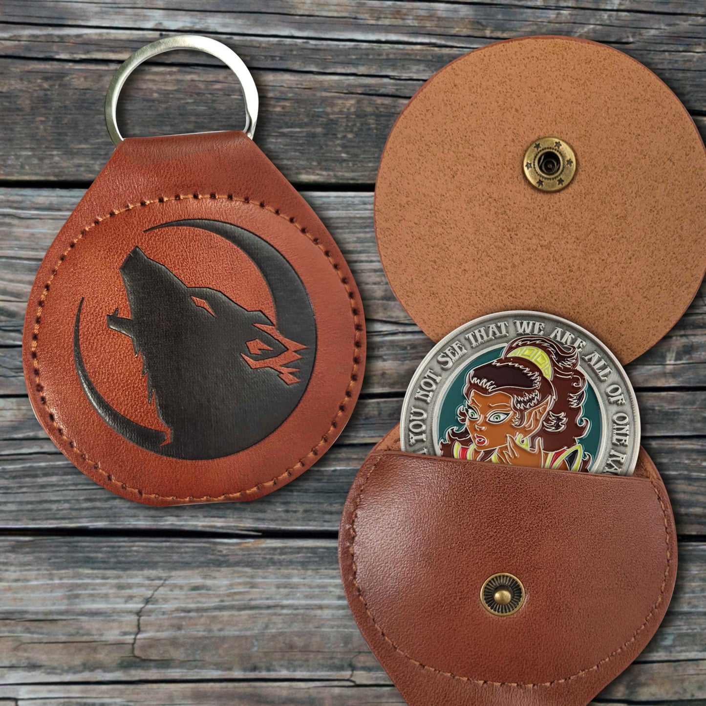 Load image into Gallery viewer, Official ElfQuest Vegan-Leather Coin Holder Keychain
