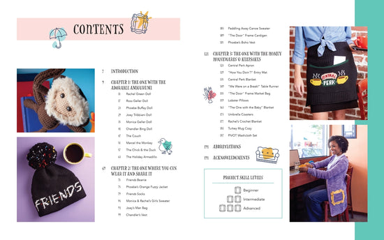 A two-page spread from the book, displaying the table of contents.