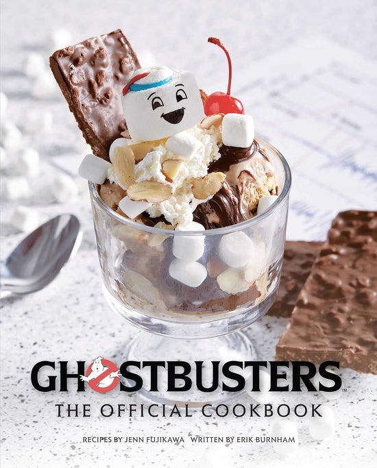 A hardcover cookbook book themed around the movie "Ghostbusters."
