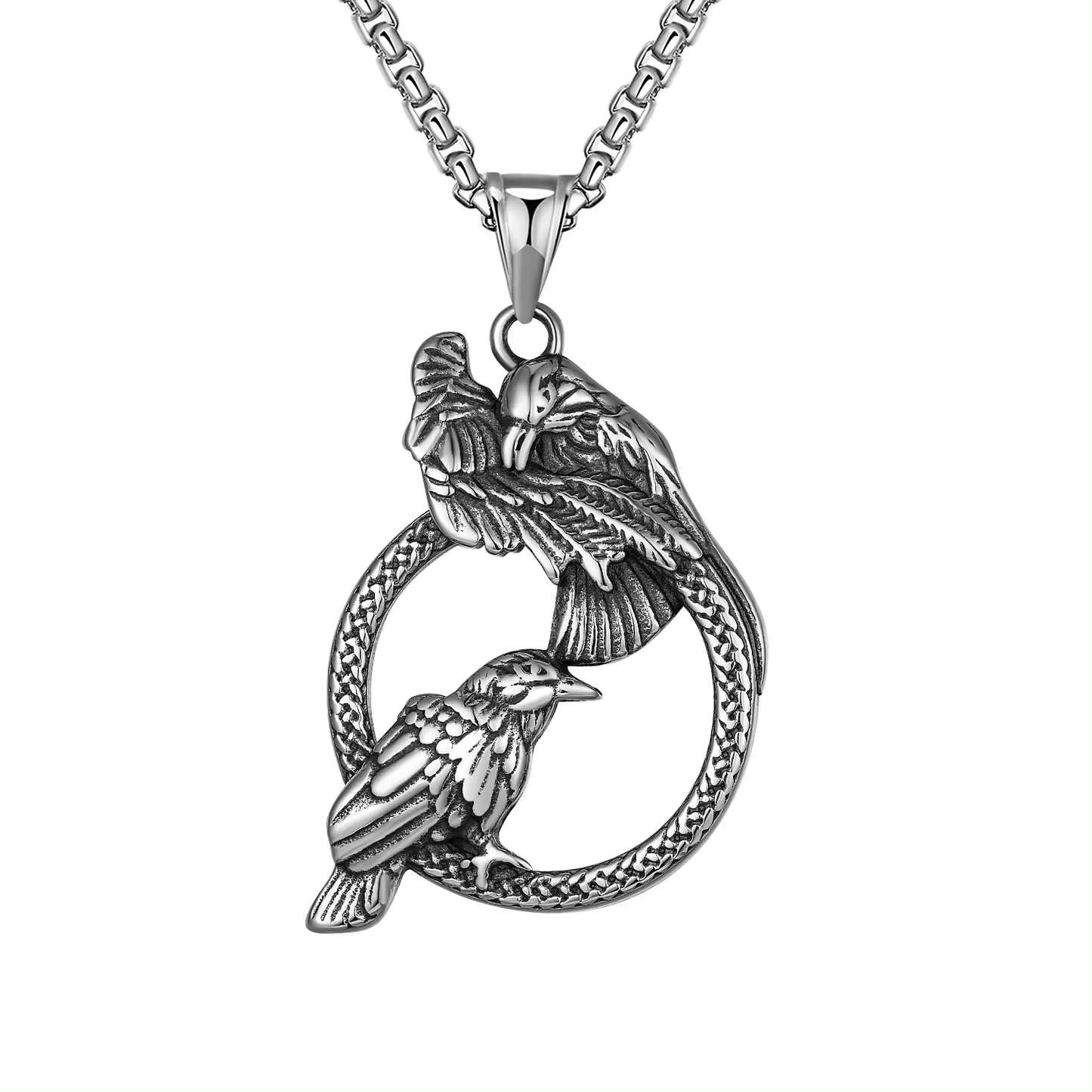 Viking Ravens Pendant, Sterling Silver Raven Pendant, Viking Necklace, Huginn And Muninn, Raven
