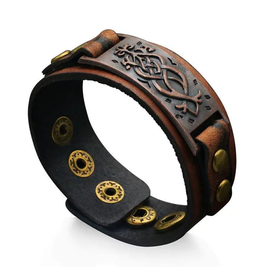 Norse-Inspired Leather Cuff | Bracelet – Stands Norse-Inspired Leather Cuff | Bracelet – Stands