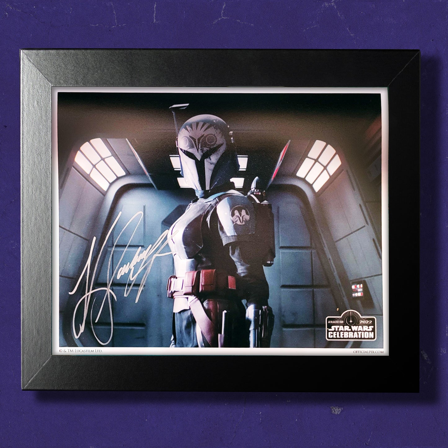 Framed image of Bo-Katan from The Mandalorian, signed by Katee Sackhoff