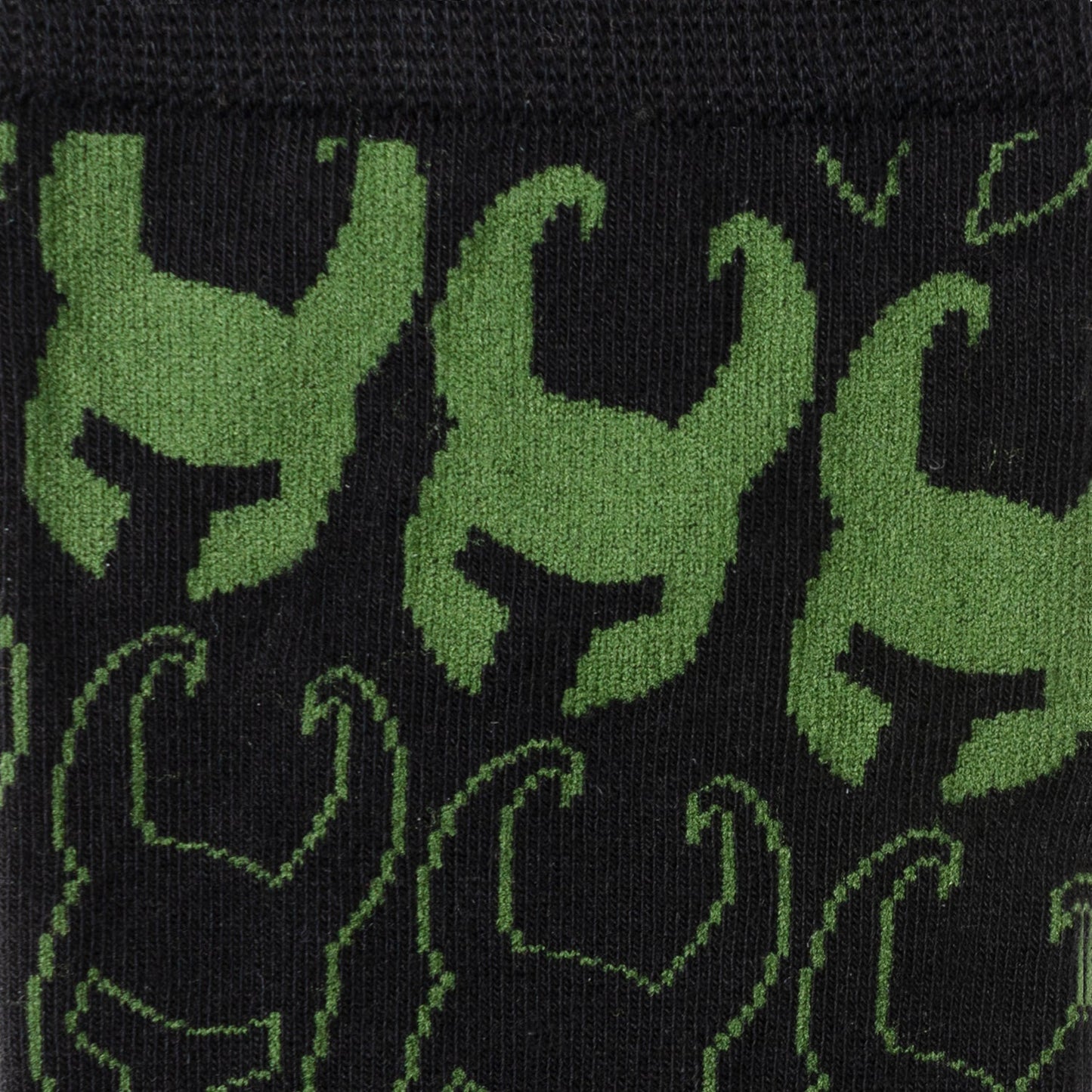 Close-up of green and black patterned fabric