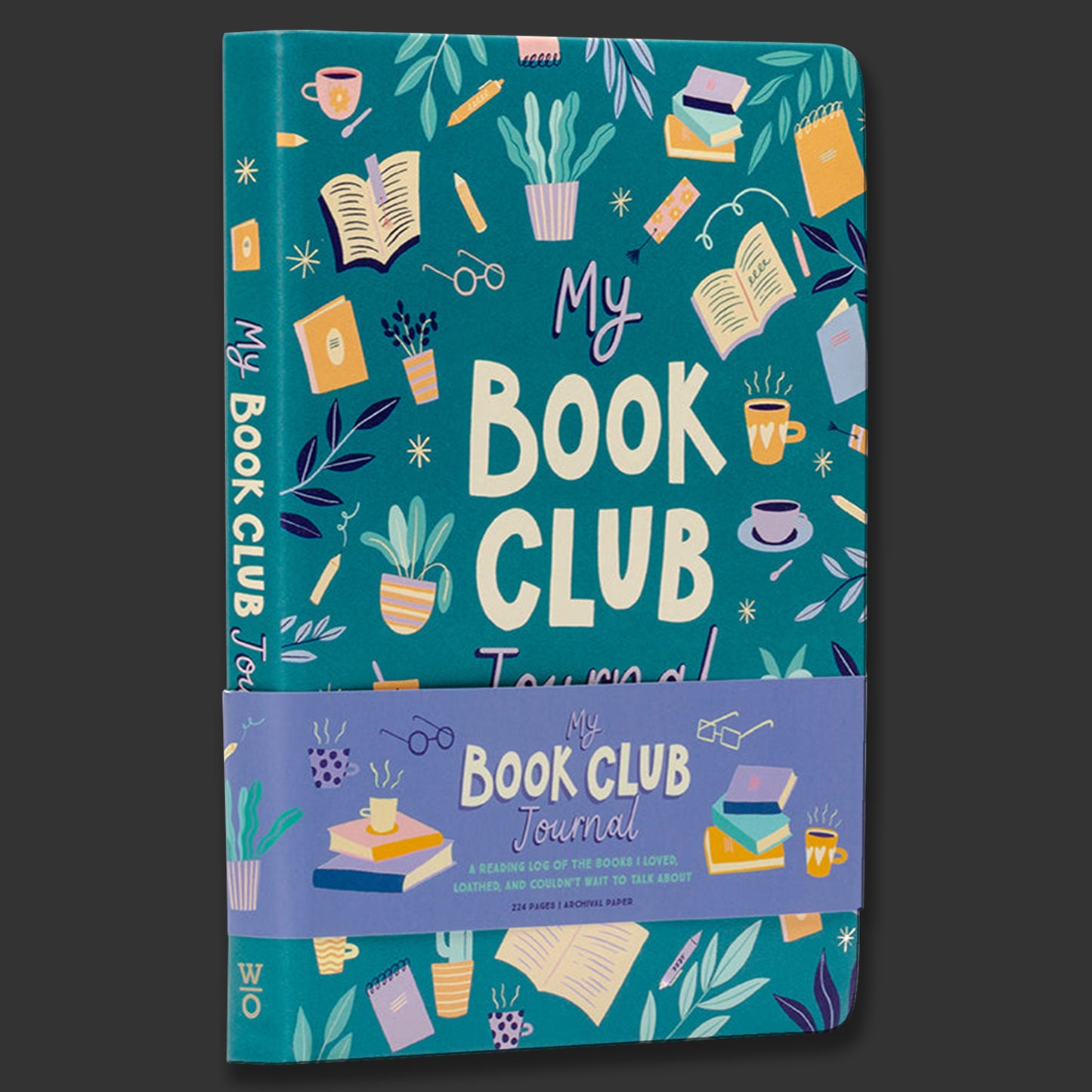 Book Club Journal with colorful design on a dark background