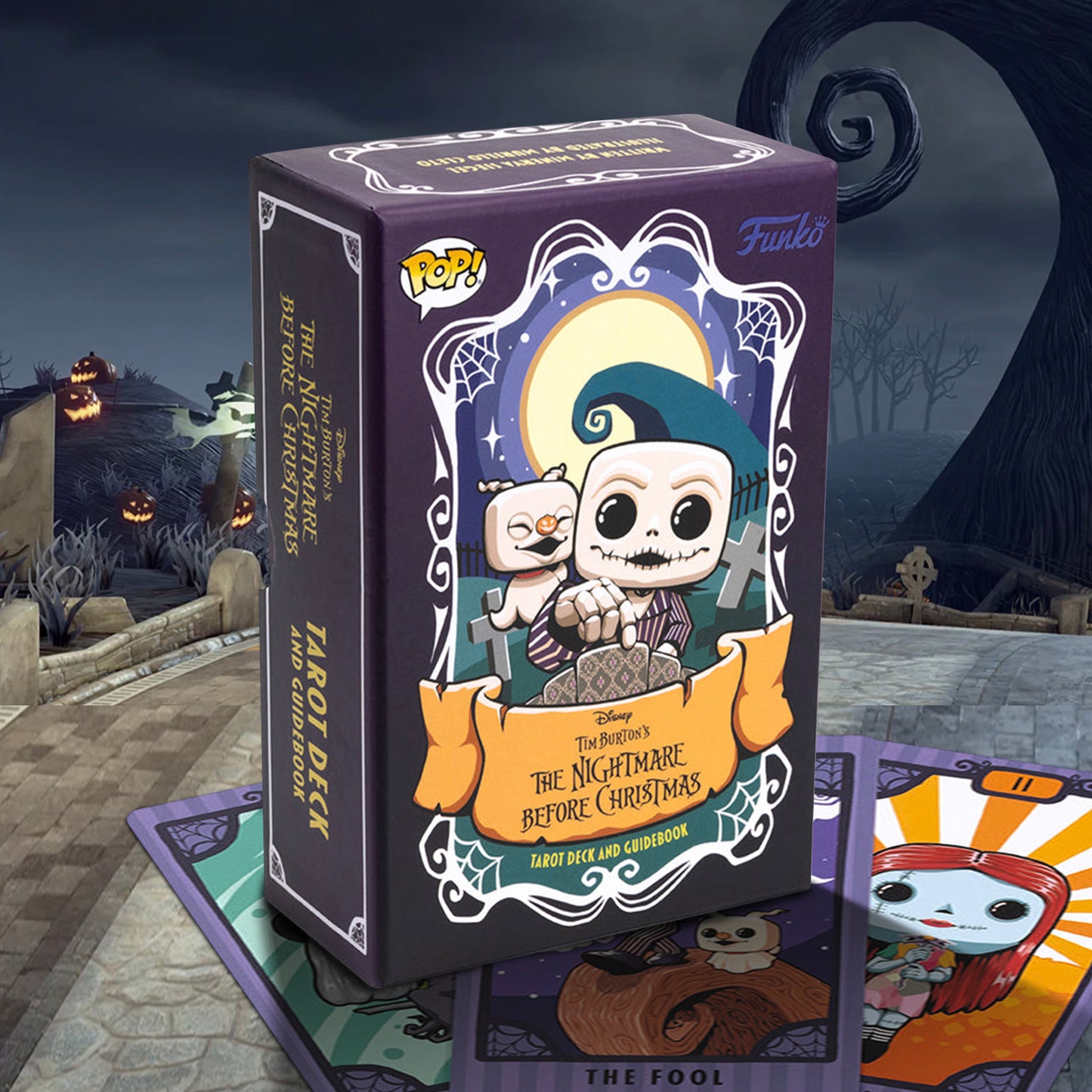 Funko Pop! packaging for 'The Nightmare Before Christmas' tarot deck and guidebook