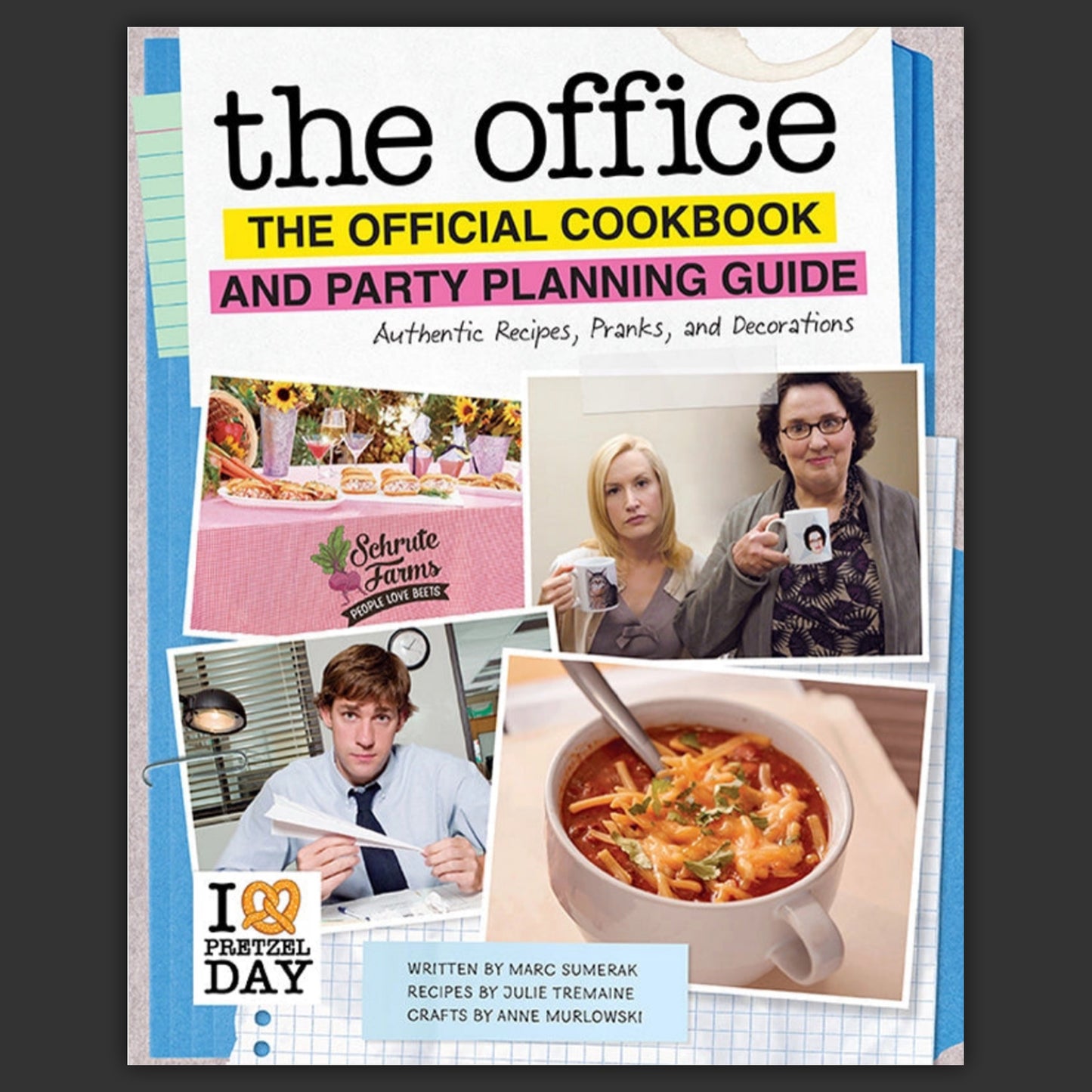 A hardcover recipe and planning guide based around the TV series "The office."