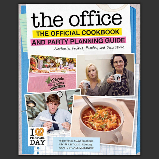 A hardcover recipe and planning guide based around the TV series "The office."