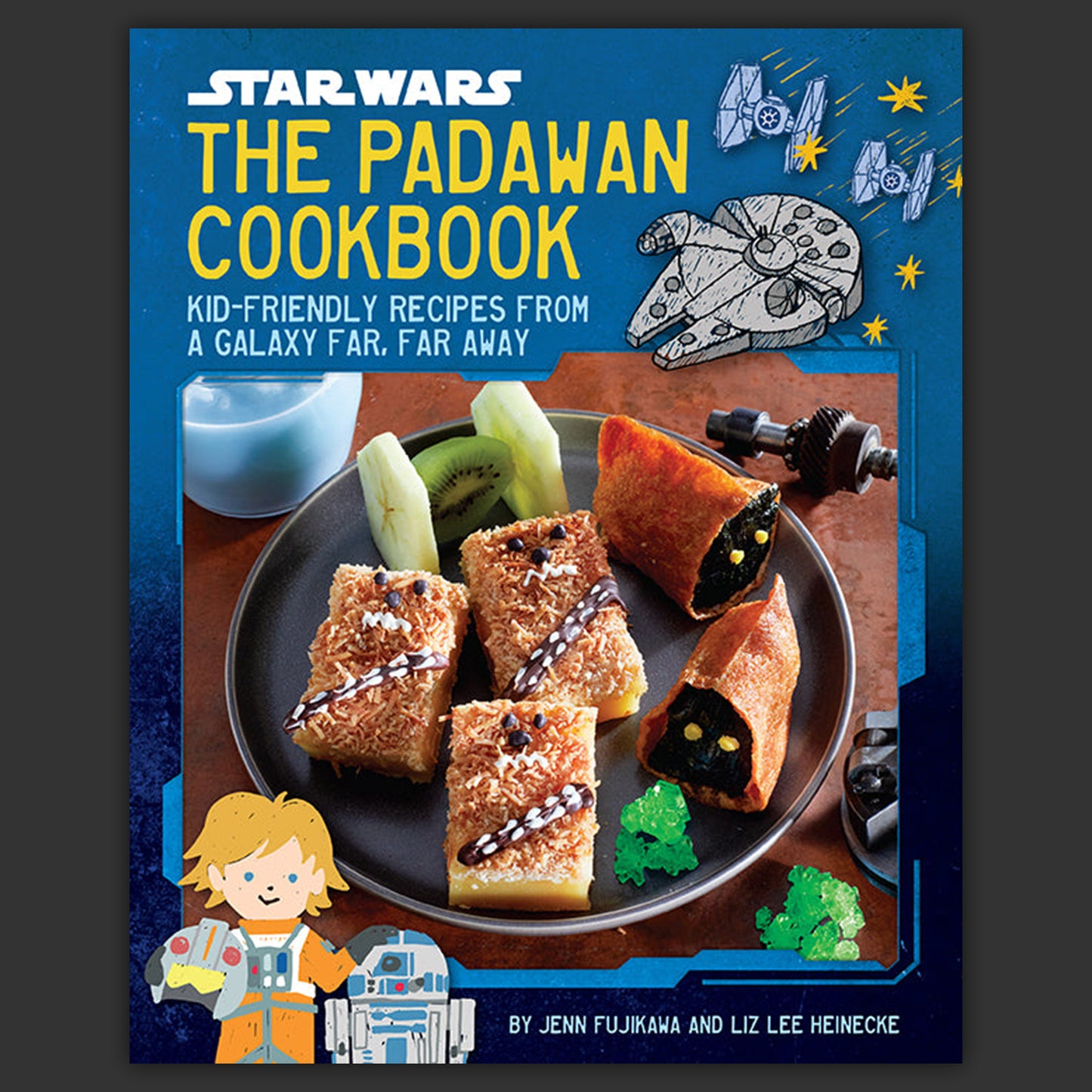Book cover of 'The Padawan Cookbook' with food and Star Wars elements.
