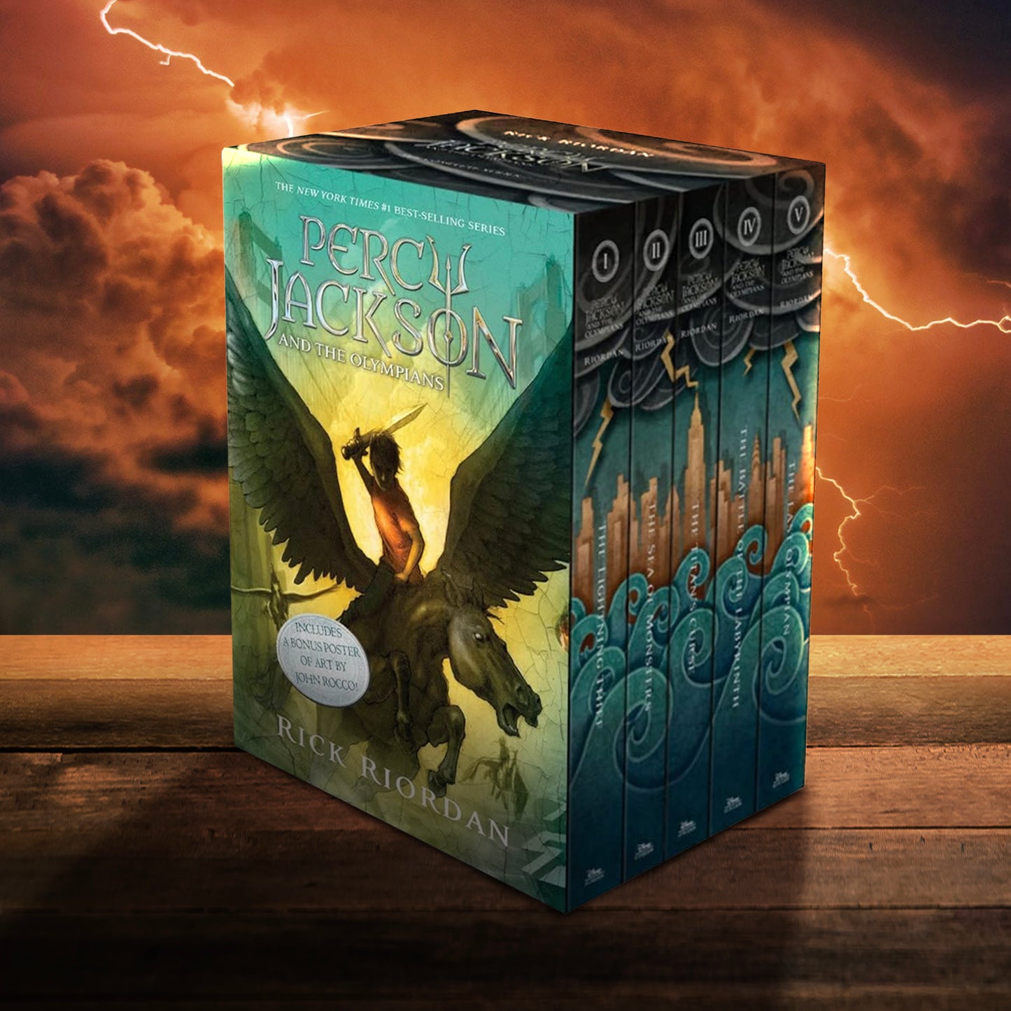 Load image into Gallery viewer, Percy Jackson and the Olympians 5 Book Paperback Boxed Set (W/Poster)
