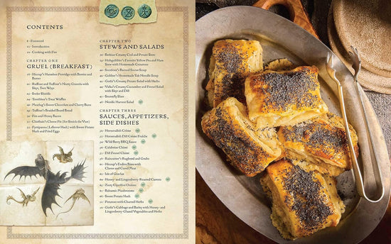 A two-page spread from the book featuring the table of contents.